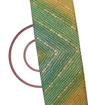 green colour bandhej kota doria foil print fabric